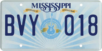 MS license plate BVY018