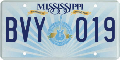 MS license plate BVY019