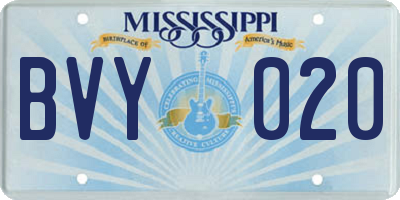 MS license plate BVY020