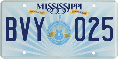 MS license plate BVY025