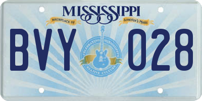 MS license plate BVY028