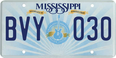 MS license plate BVY030