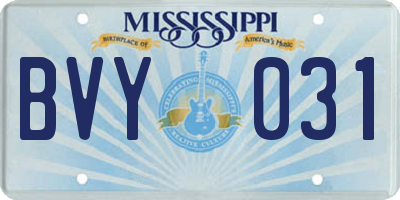 MS license plate BVY031