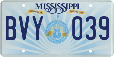 MS license plate BVY039