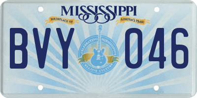 MS license plate BVY046