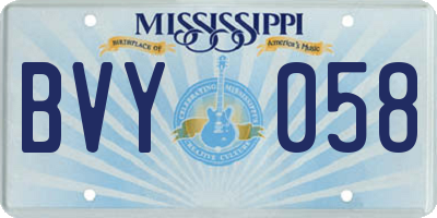 MS license plate BVY058