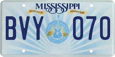 MS license plate BVY070