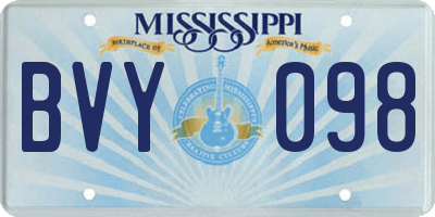 MS license plate BVY098