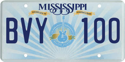 MS license plate BVY100