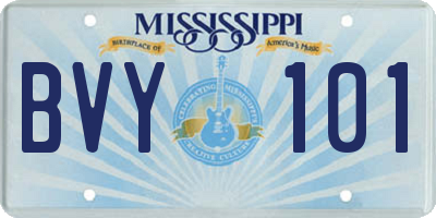 MS license plate BVY101