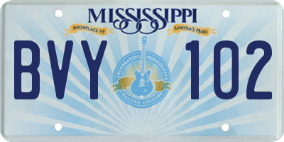 MS license plate BVY102