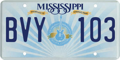 MS license plate BVY103