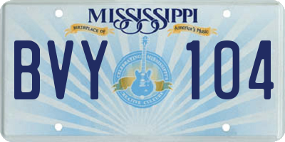 MS license plate BVY104