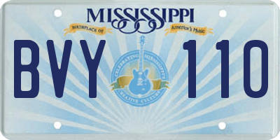 MS license plate BVY110