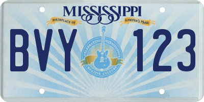 MS license plate BVY123