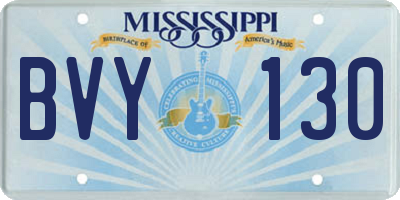 MS license plate BVY130