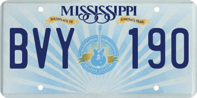 MS license plate BVY190