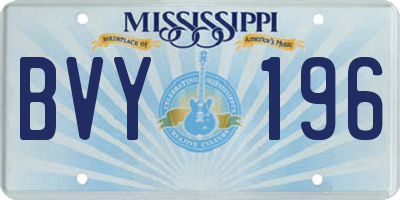 MS license plate BVY196