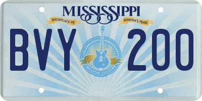 MS license plate BVY200