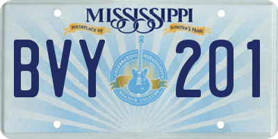 MS license plate BVY201