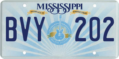 MS license plate BVY202