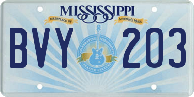 MS license plate BVY203