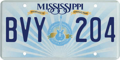 MS license plate BVY204