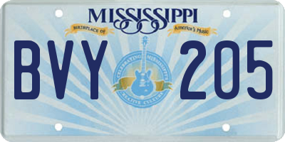 MS license plate BVY205