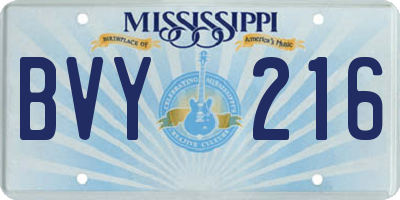 MS license plate BVY216