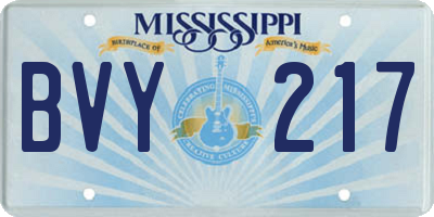 MS license plate BVY217