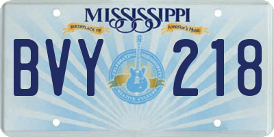 MS license plate BVY218