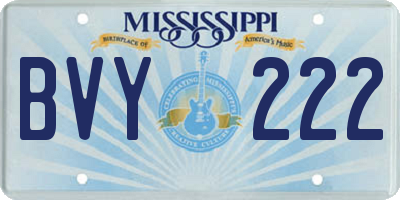 MS license plate BVY222