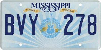 MS license plate BVY278