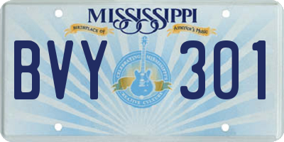MS license plate BVY301