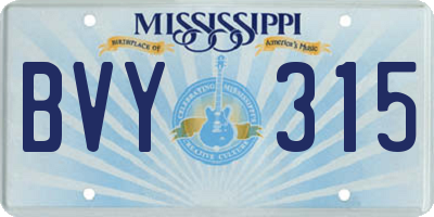 MS license plate BVY315
