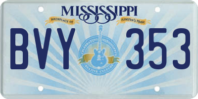 MS license plate BVY353