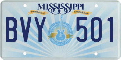 MS license plate BVY501