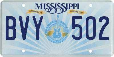 MS license plate BVY502