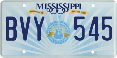 MS license plate BVY545