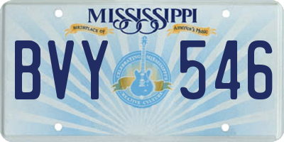 MS license plate BVY546