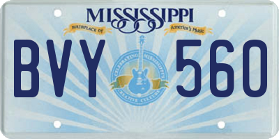 MS license plate BVY560