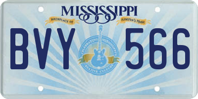 MS license plate BVY566