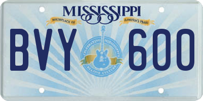 MS license plate BVY600
