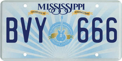 MS license plate BVY666