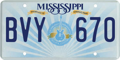MS license plate BVY670