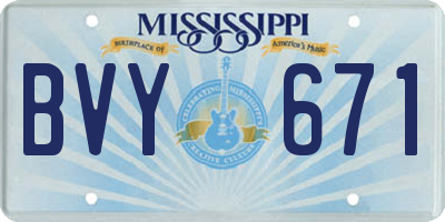 MS license plate BVY671