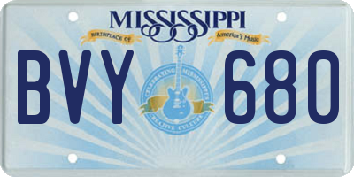 MS license plate BVY680