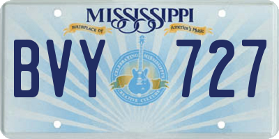 MS license plate BVY727
