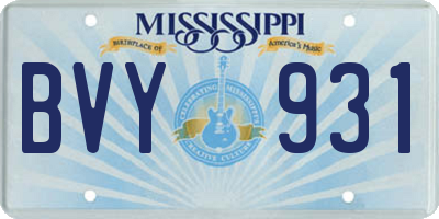 MS license plate BVY931