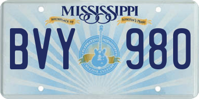 MS license plate BVY980